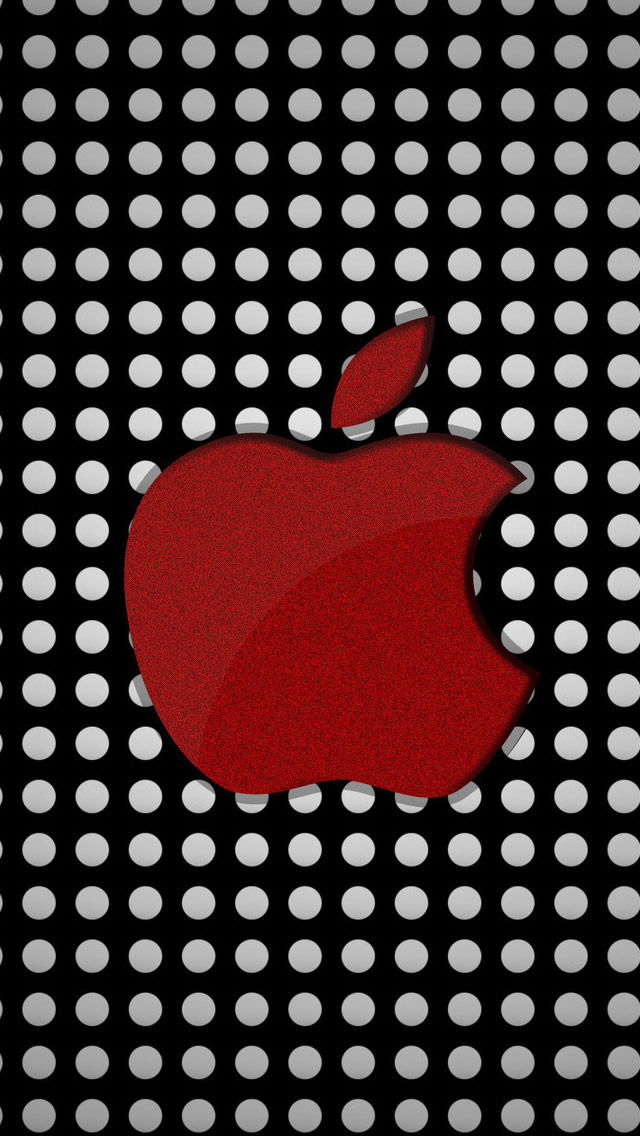 Red Apple Logo On Polka Dots Iphone Se Wallpaper - Apple Wallpaper Iphone Red , HD Wallpaper & Backgrounds