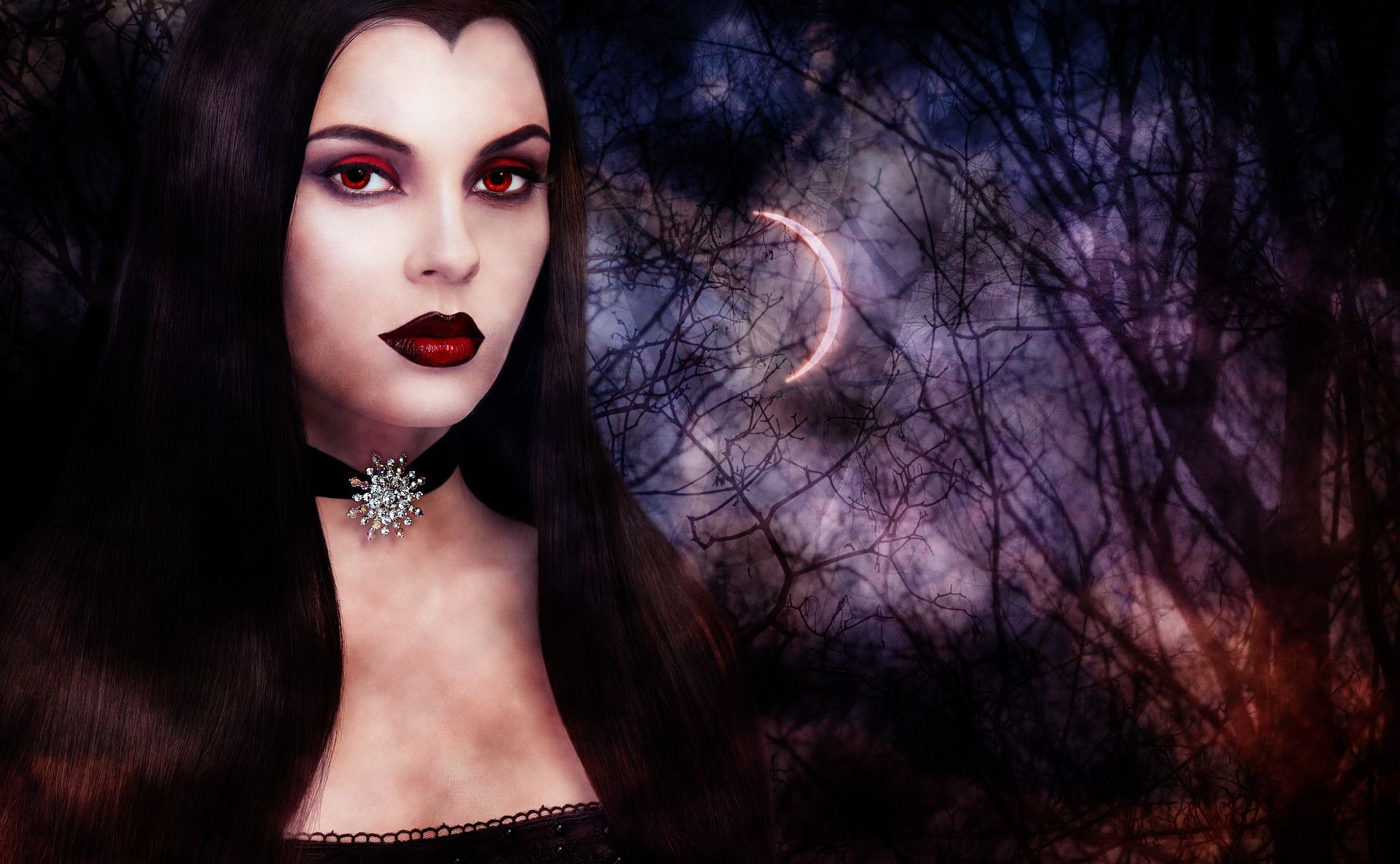 Hot Vampire Girl Mid Night Wallpaper - Halloween Travestimenti , HD Wallpaper & Backgrounds