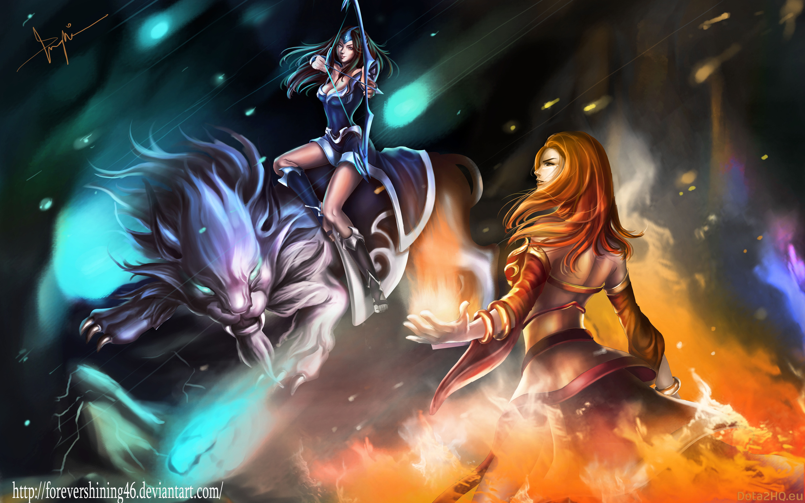 Dota 2 Luna Vs Mirana Spl - Mirana Vs Lina Dota 2 , HD Wallpaper & Backgrounds