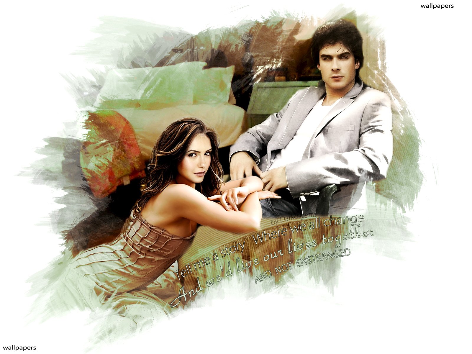 Elena Gilbert And Damon Salvatore - Elena Wallpaper Damon Salvatore , HD Wallpaper & Backgrounds