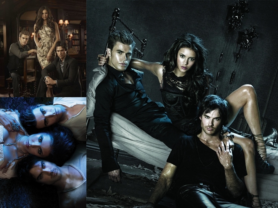 Stefan/elena/damon Wallpaper - Vampire Diaries Damon Elena Stefan , HD Wallpaper & Backgrounds