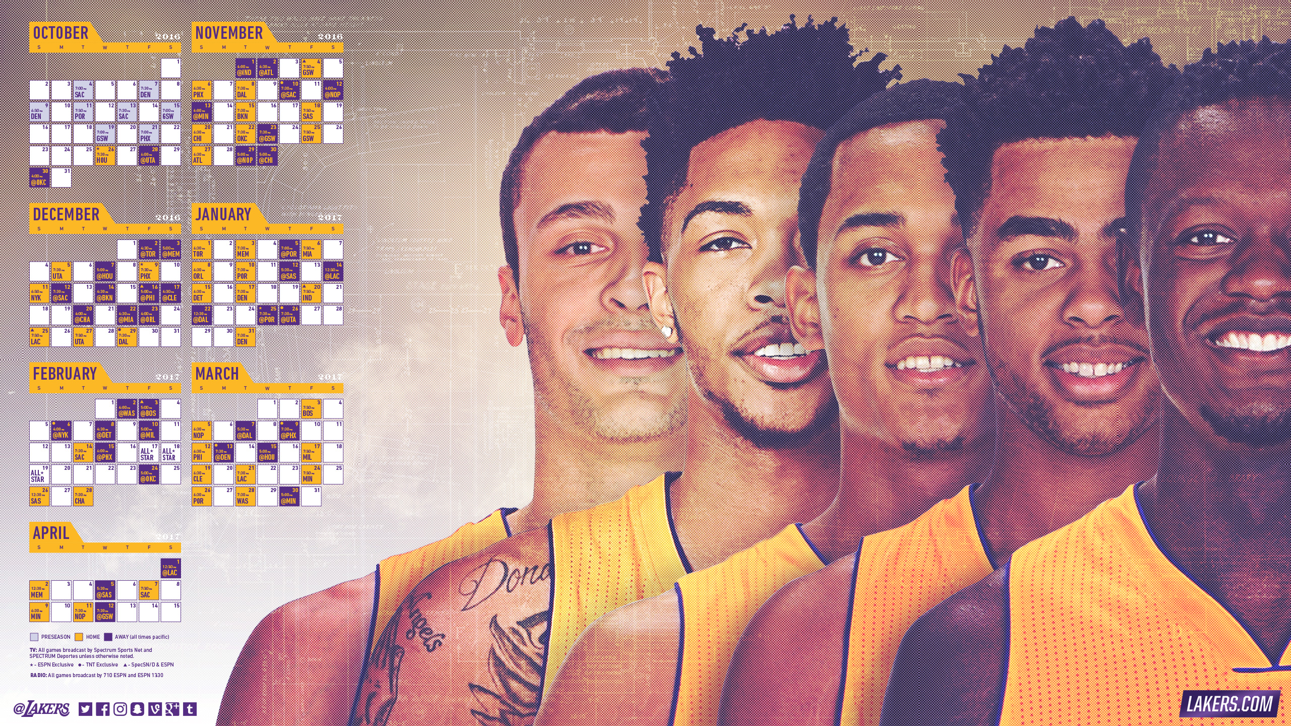 2017 Lakers Starting Lineup , HD Wallpaper & Backgrounds