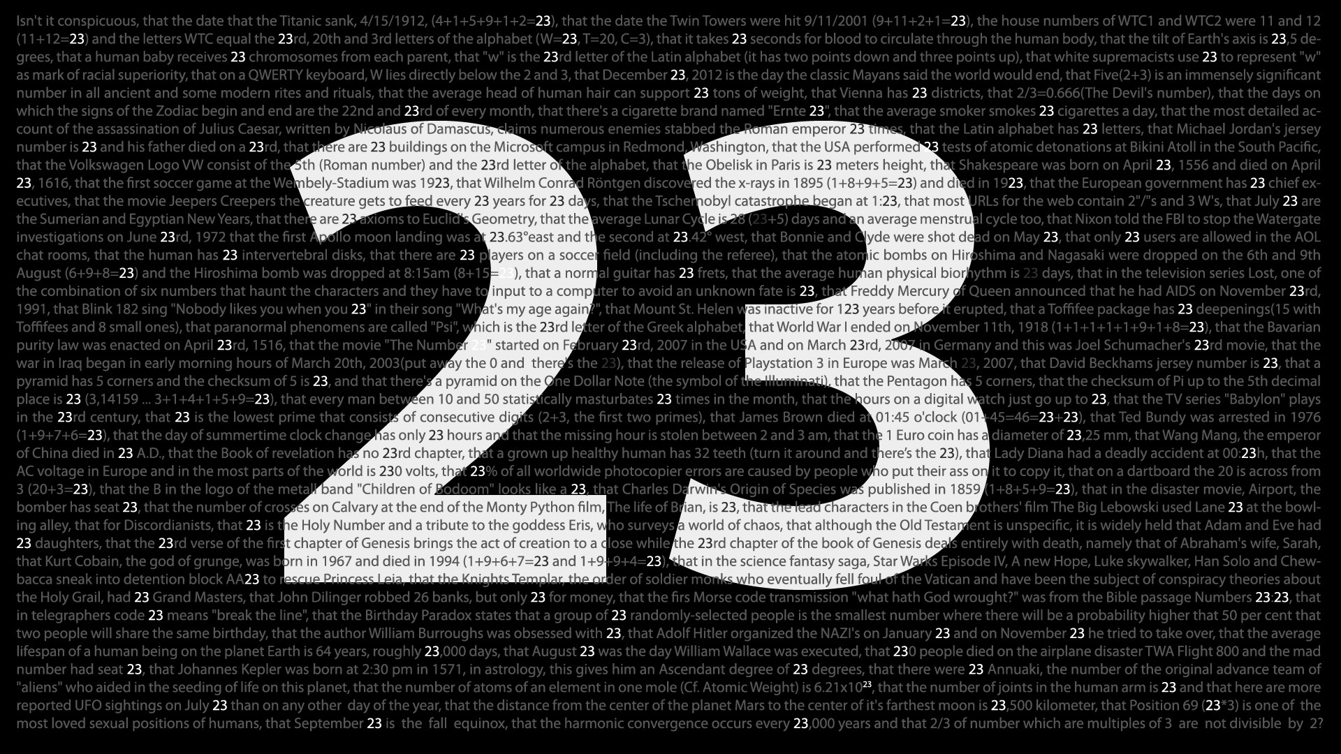 The Number 23 Wallpaper - Conspiracy Theory , HD Wallpaper & Backgrounds