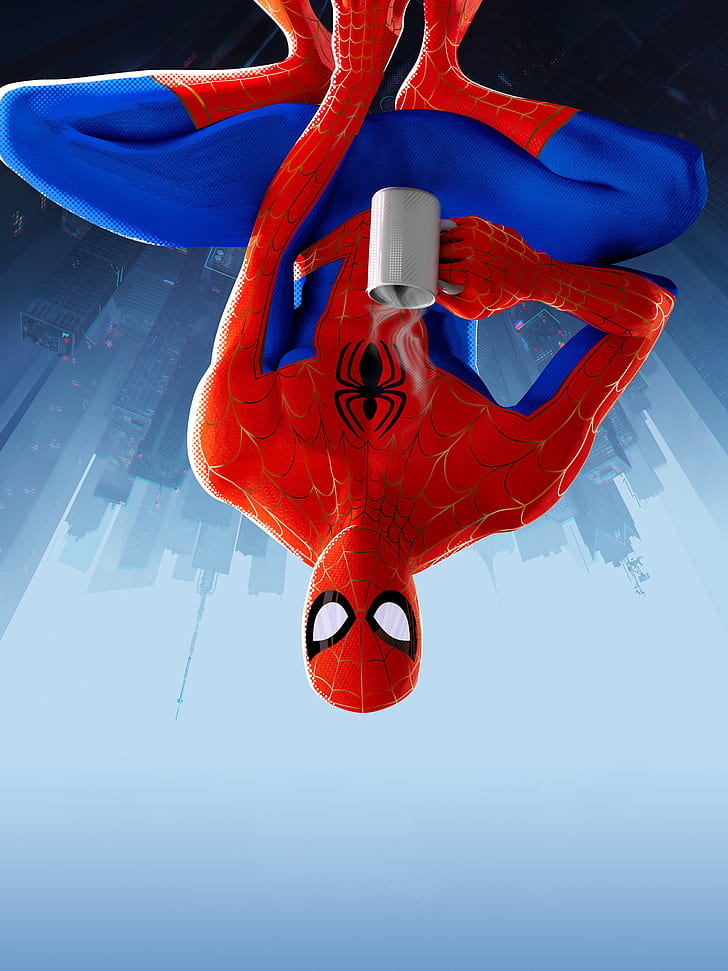 Spider-man, Miles Morales, Superhero, Upside Down, - Spider Man Into The Spider Verse Poster , HD Wallpaper & Backgrounds