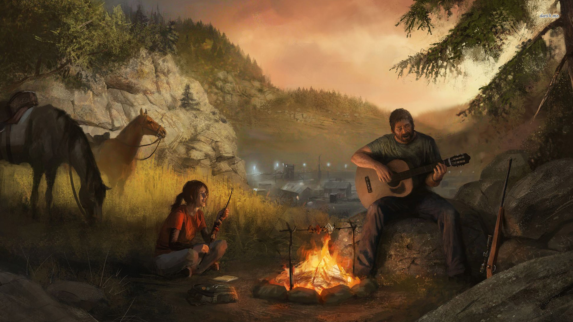 Ellie And Joel - Last Of Us Joel Guitar , HD Wallpaper & Backgrounds