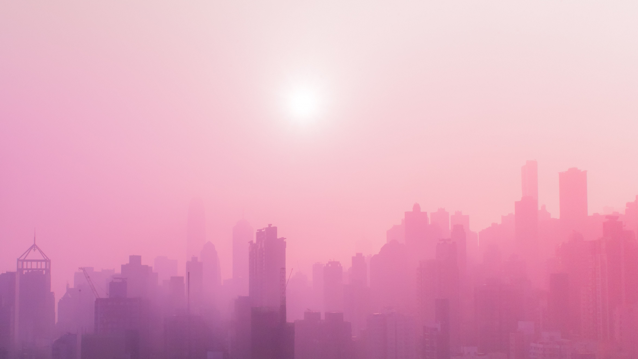 Urban, Skyscrapers, Buildings, Sunny Day, Pink Smog, - Hd Pink Wallpaper Iphone 8 Plus , HD Wallpaper & Backgrounds