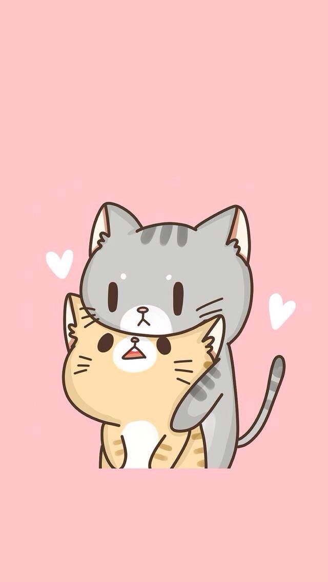 Cute Cats In Love - Wwb Cute Cat Cartoon , HD Wallpaper & Backgrounds