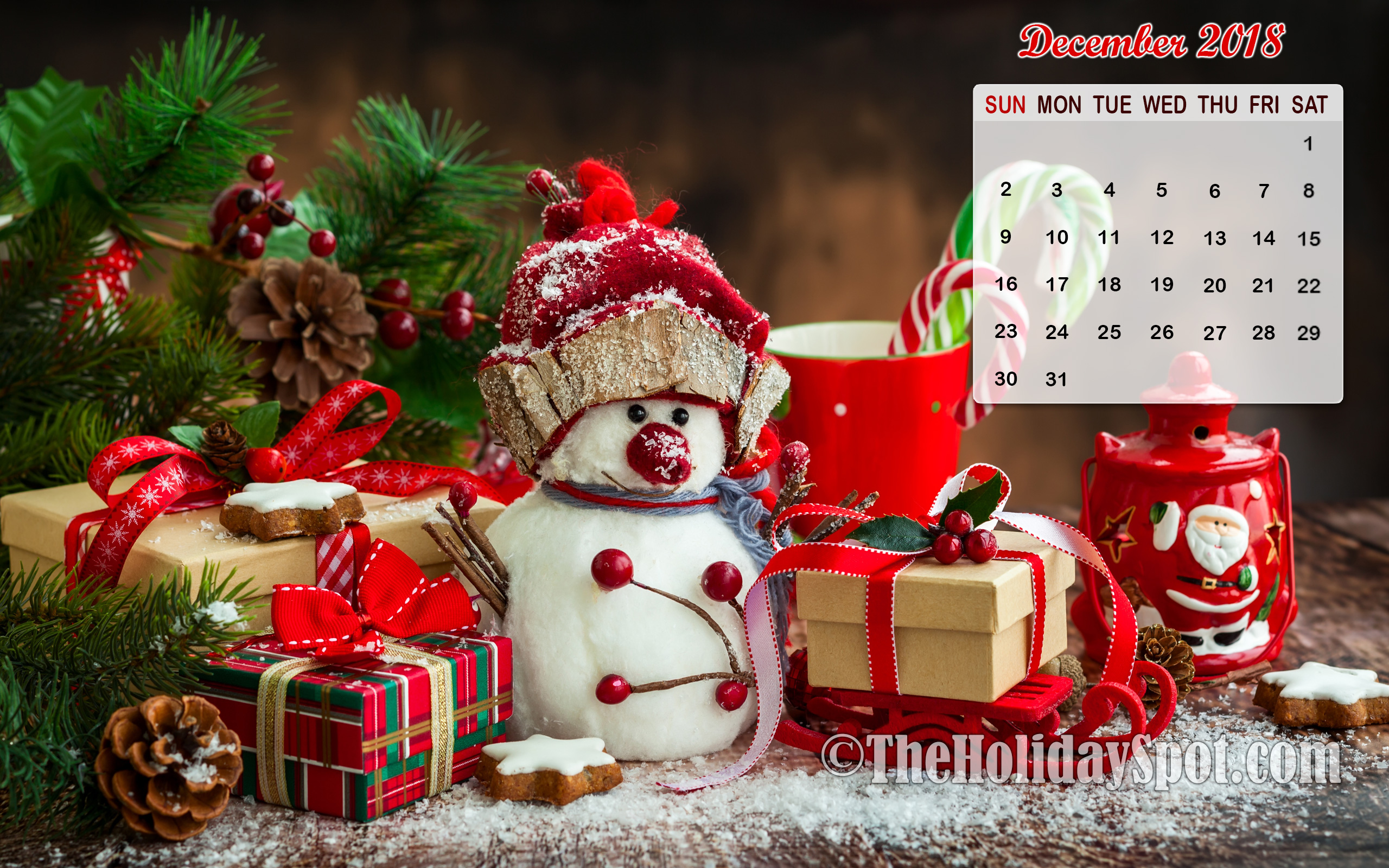 December Calendar Wallpaper 2018 With Christmas Theme - December Wallpaper 2018 , HD Wallpaper & Backgrounds