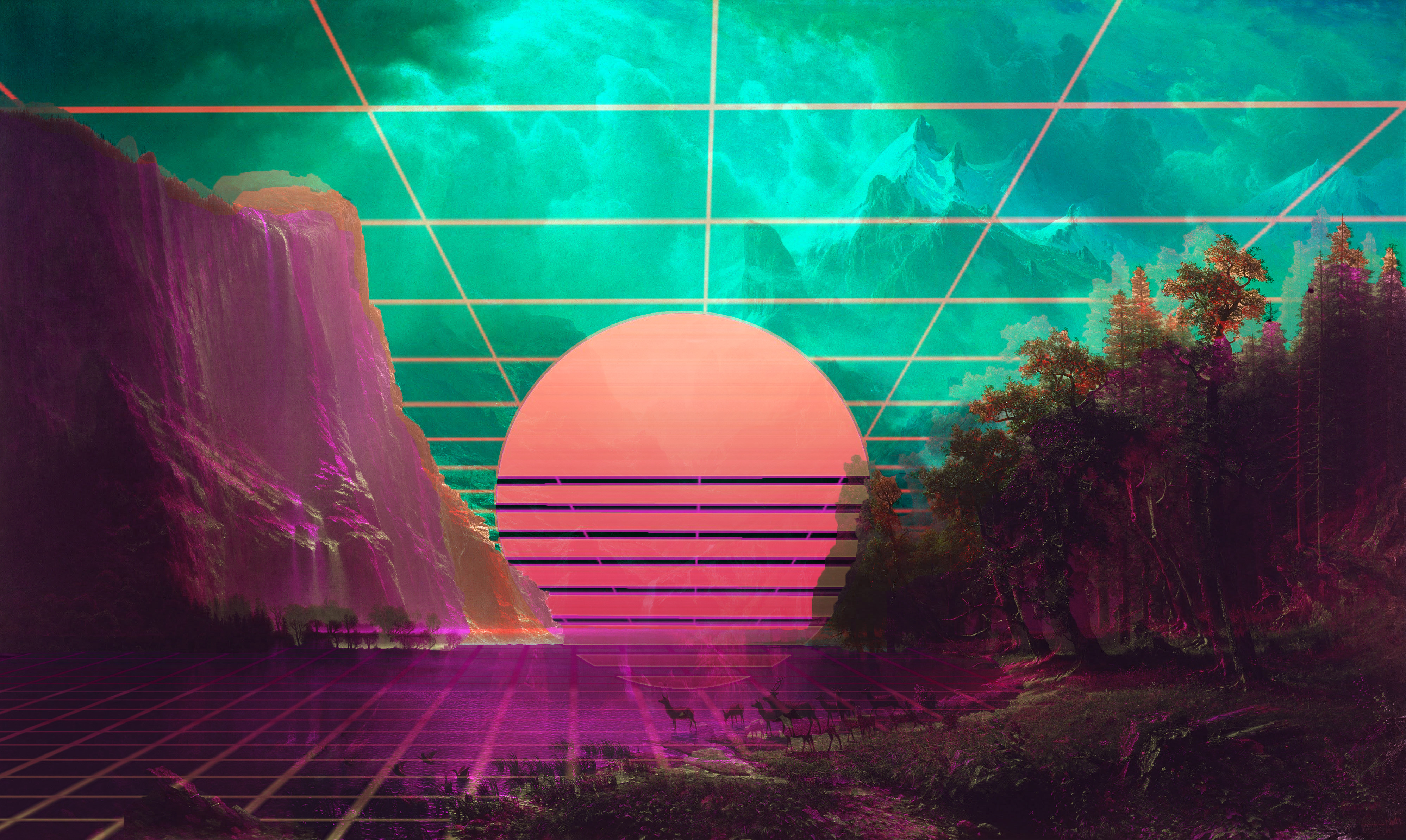 I Tried Make A Vaporwave Wallpaper - Hd Wallpaper Retrowave Hd , HD Wallpaper & Backgrounds