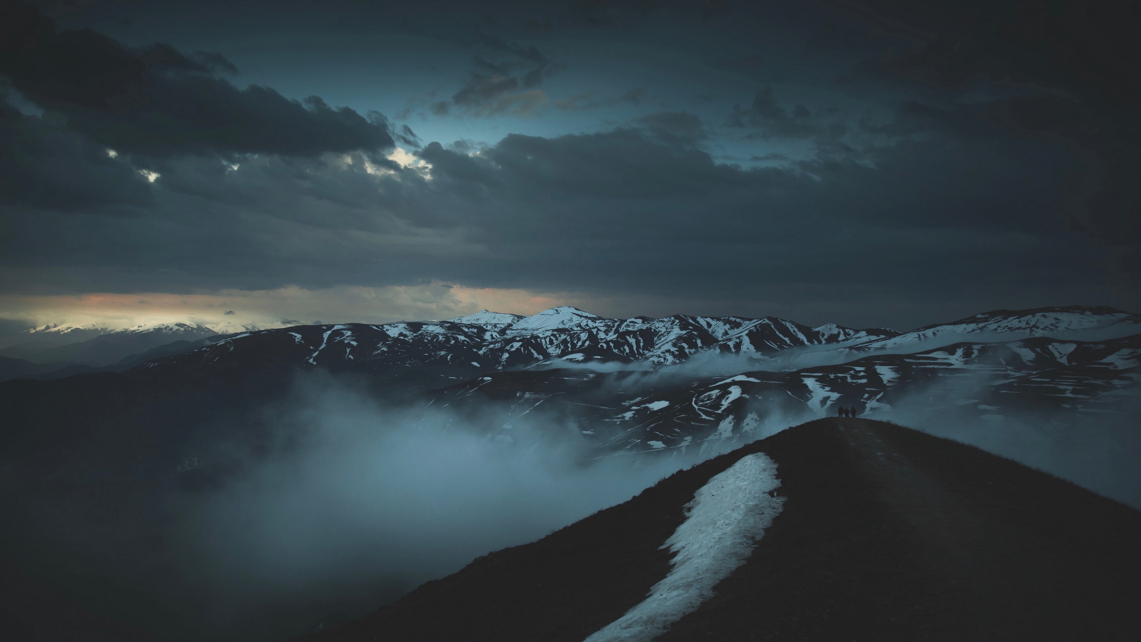 Mountain Range, Blue, Sky, Winter, Light Wallpaper - Mist , HD Wallpaper & Backgrounds