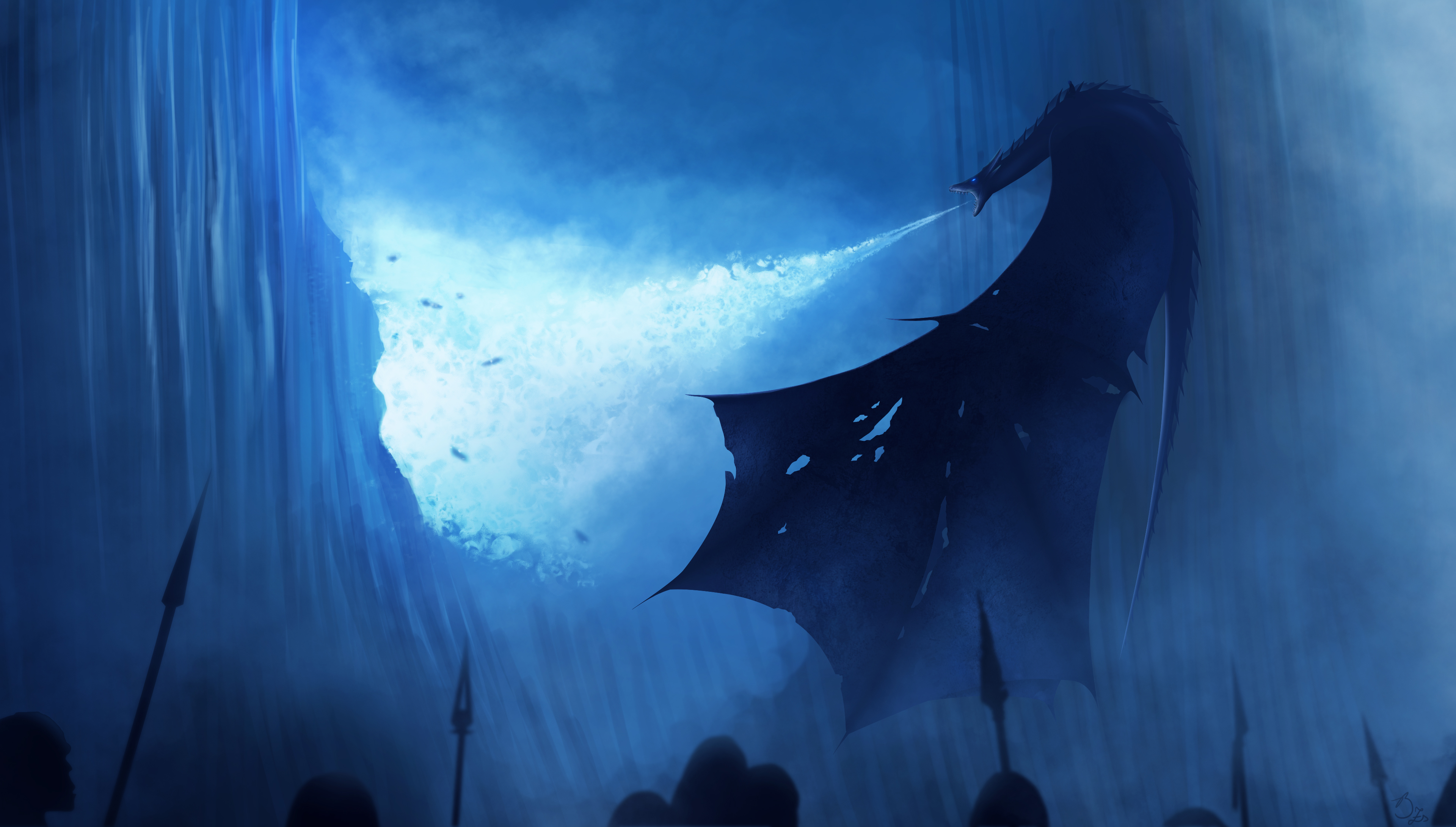Hd Wallpaper - Game Of Thrones White Walker Dragon , HD Wallpaper & Backgrounds