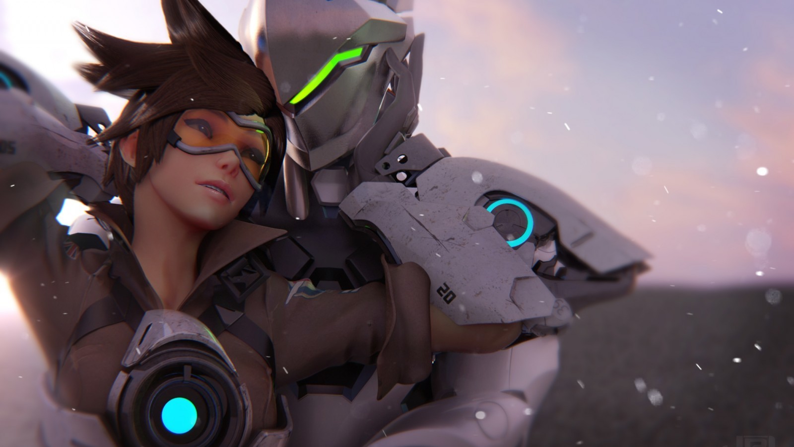 Tracer, Genji, Couple, Overwatch, Romance - Overwatch Tracer And Genji , HD Wallpaper & Backgrounds