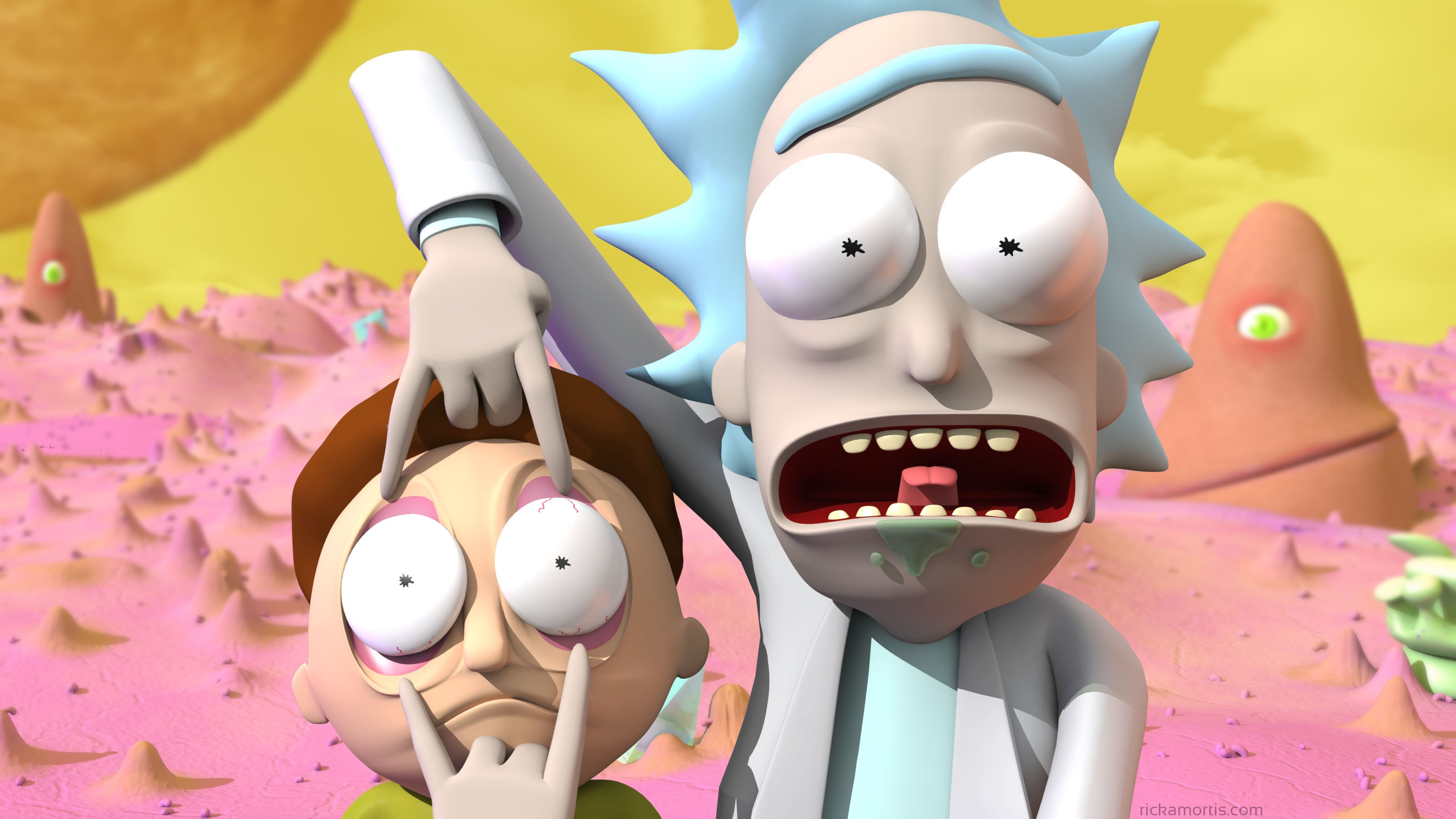 Rick And Morty Comedy Family Sci-fi Cartoon Wallpaper - 3d Rick And Morty , HD Wallpaper & Backgrounds