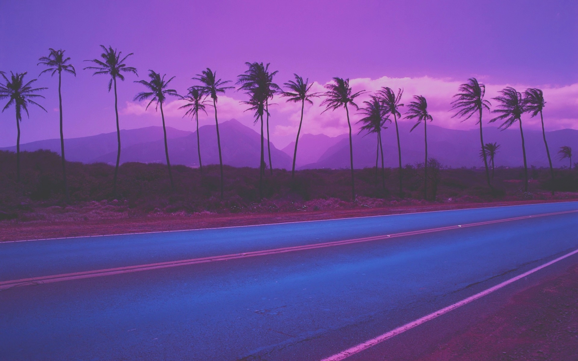 Vaporwave Wallpaper - Aesthetic Purple Road , HD Wallpaper & Backgrounds
