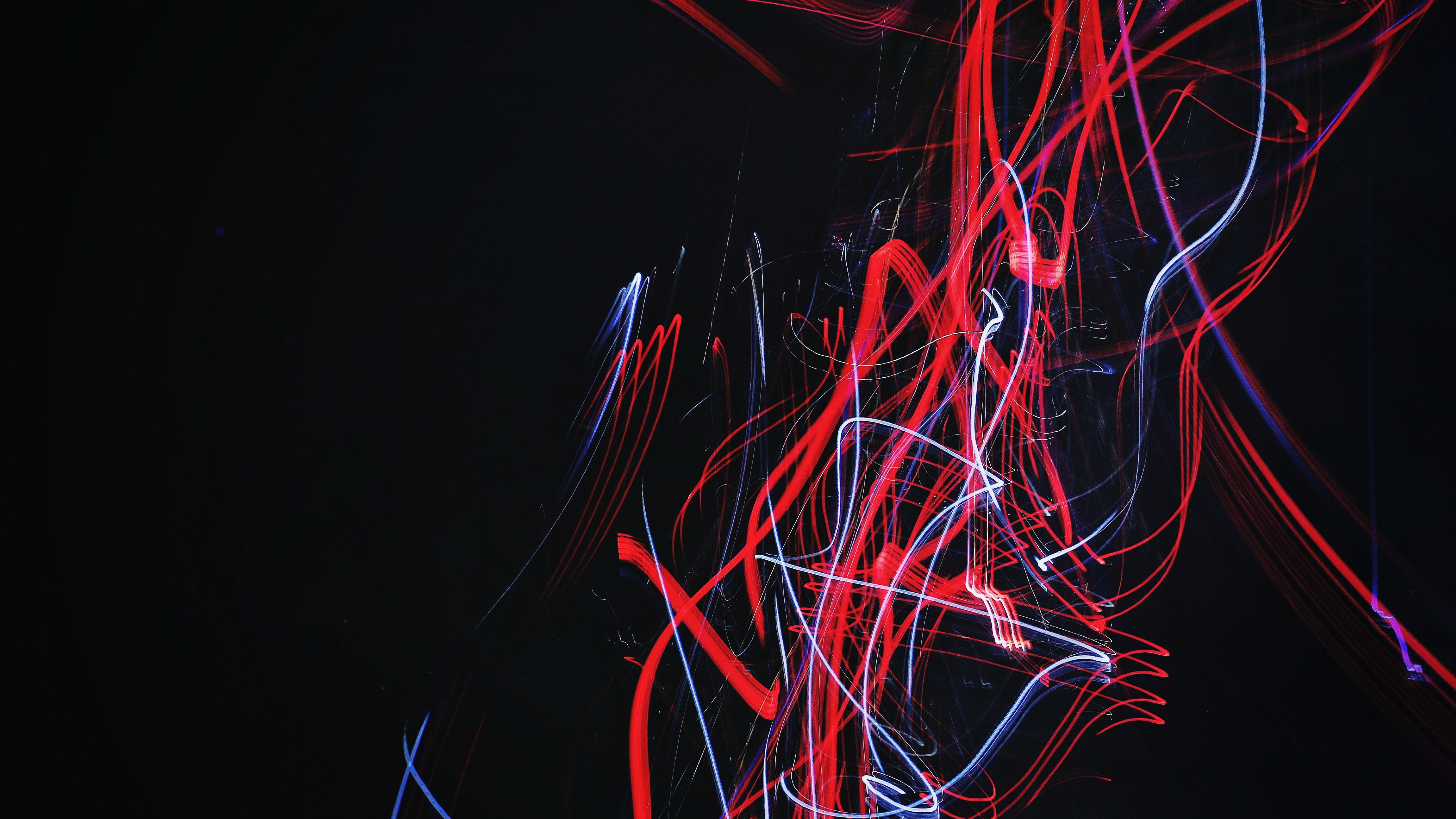 Red And Blue Light Trail In Black Background Abstract - Red And Black Background Iphone , HD Wallpaper & Backgrounds