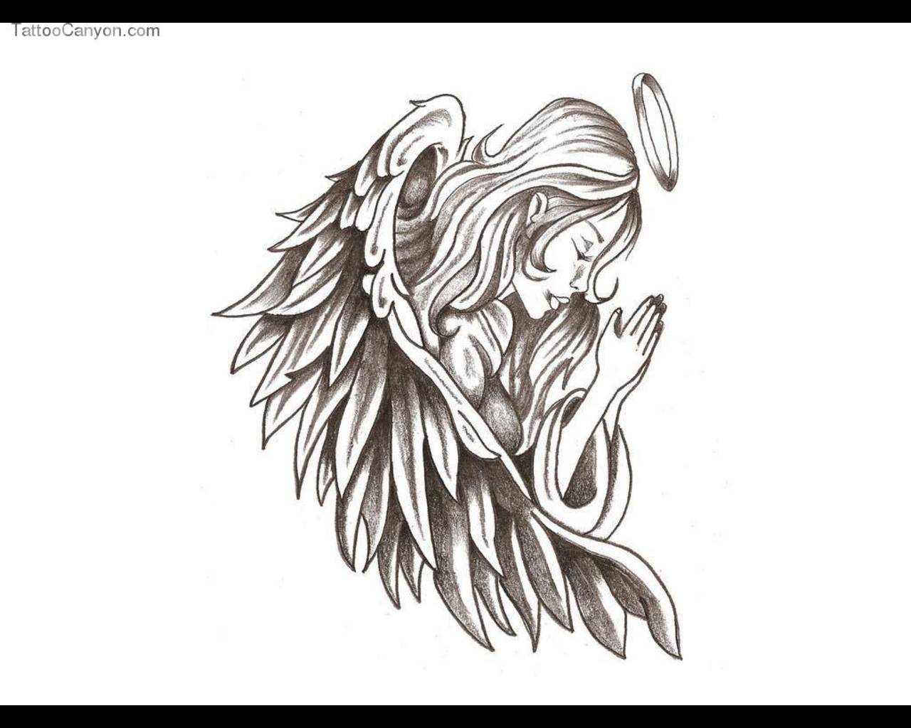 Praying Angel Tattoo Designs , HD Wallpaper & Backgrounds