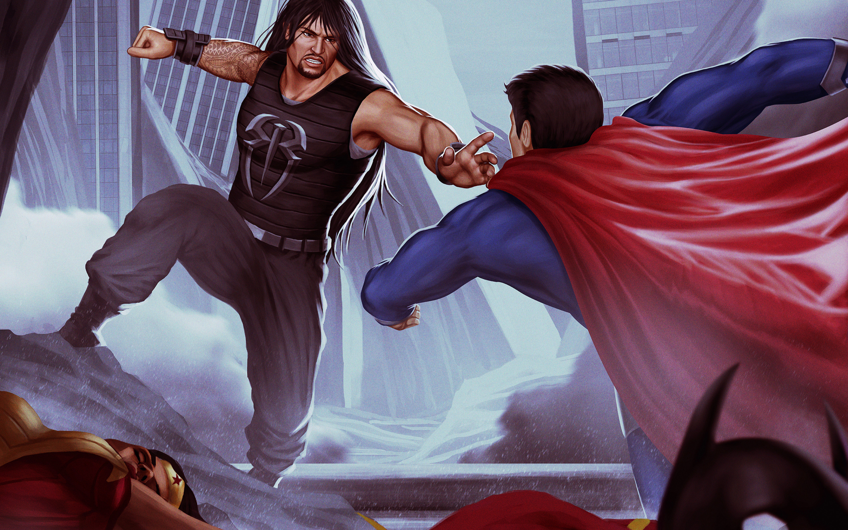 Photo Wallpaper Superman, Punch, Roman Reigns - Roman Reigns As Aquaman , HD Wallpaper & Backgrounds