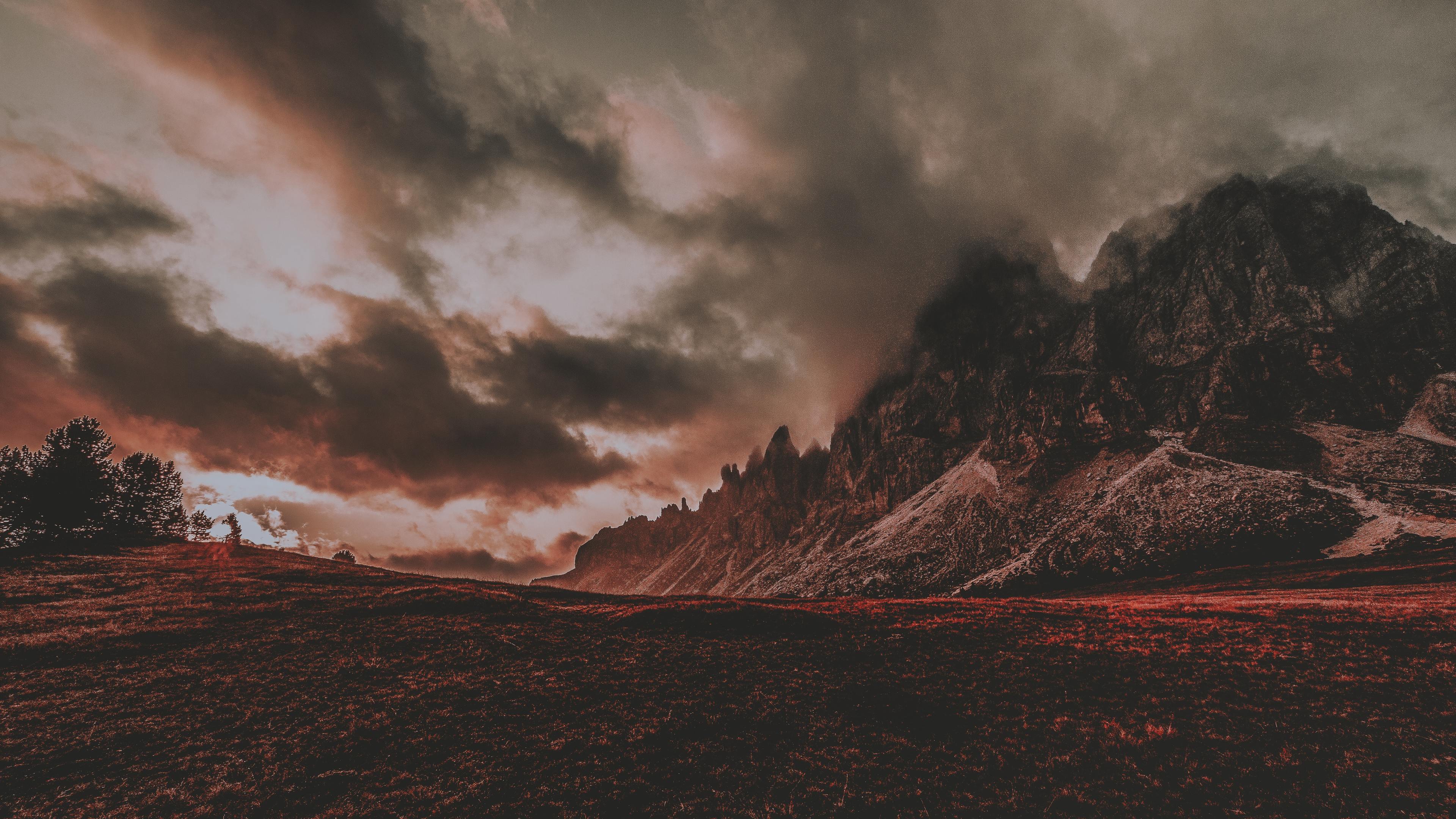 Red Dusk Landscape Mountain Scenic 5k Wallpaper - Wallpaper , HD Wallpaper & Backgrounds