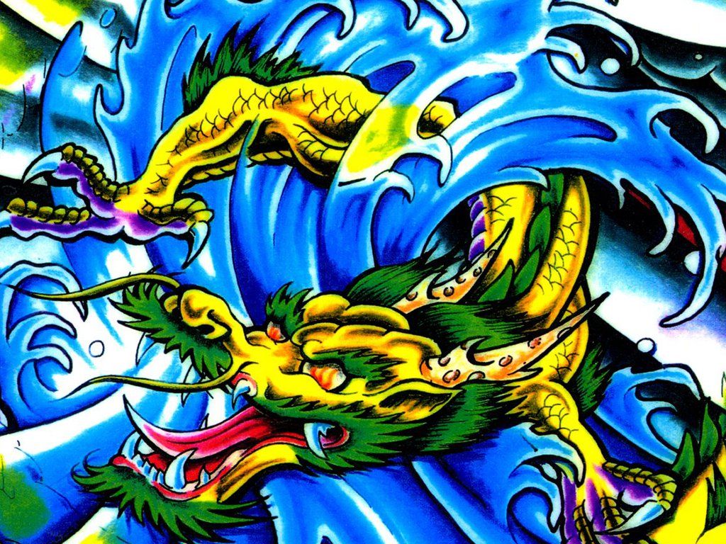 Tattoo Design Colored Dragon , HD Wallpaper & Backgrounds