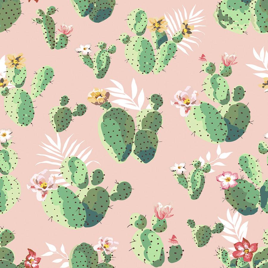 Cacti On Pink Removable Wallpaper - Cute Prickly Pear Cactus , HD Wallpaper & Backgrounds