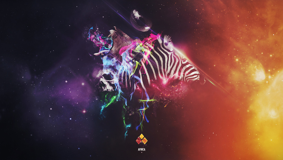 Africa, Collage, Zebra, Africa, Leo, Skull Desktop - Hd Wallpaper Space Lion , HD Wallpaper & Backgrounds