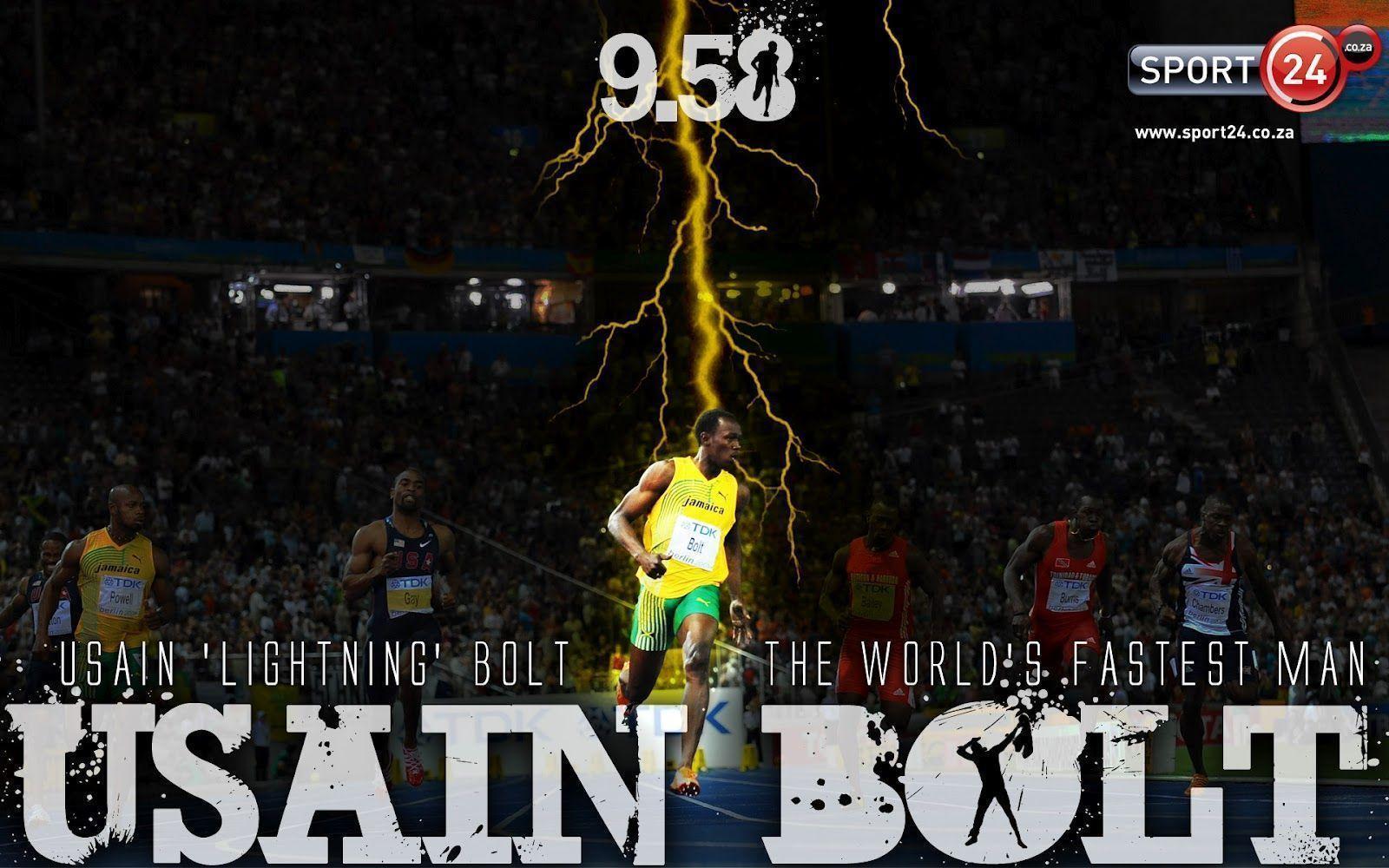 Download Wallpaper - Usain Bolt With Lightning , HD Wallpaper & Backgrounds