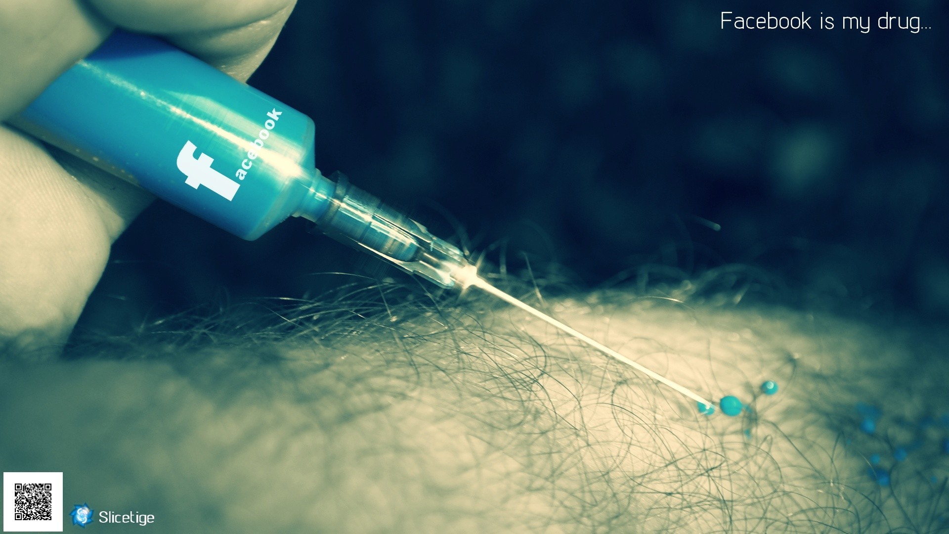 Blue Facebook Drugs Syringe Digital Art Wallpaper - Facebook Digital Art , HD Wallpaper & Backgrounds