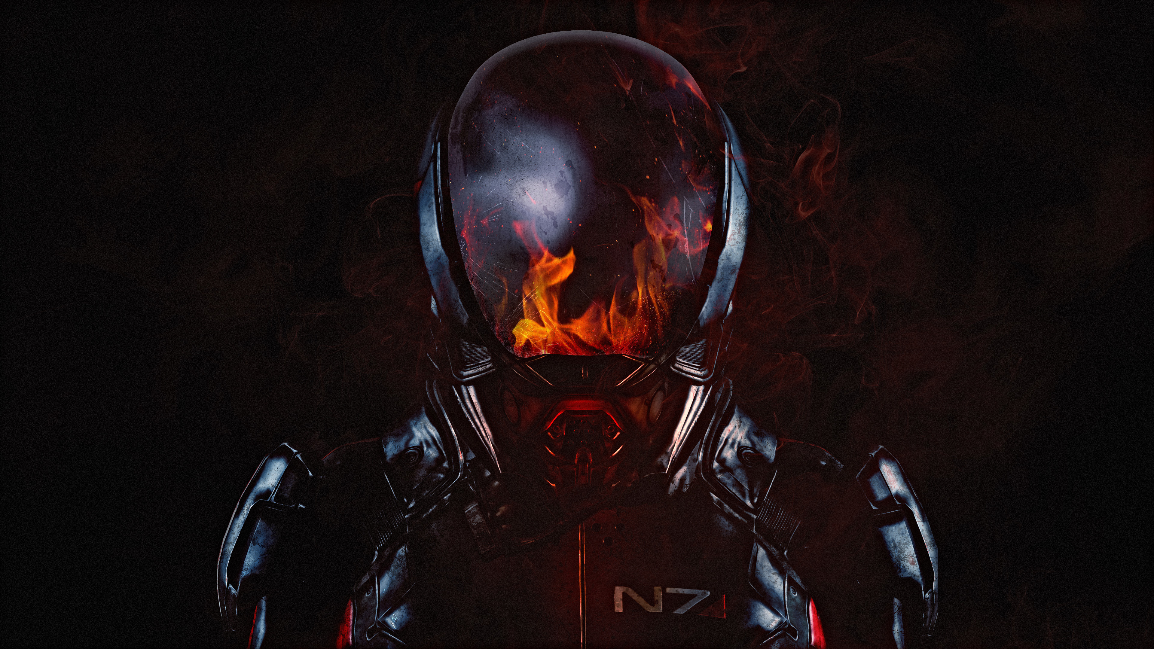 Andromeda, N7, Soldier, Flame, Helmet, Wallpaper - Mass Effect Andromeda Helmet , HD Wallpaper & Backgrounds