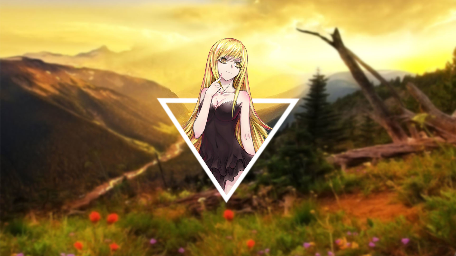 Monogatari Wallpaper - Landscape Painting Mountains Wallpaper Hd , HD Wallpaper & Backgrounds