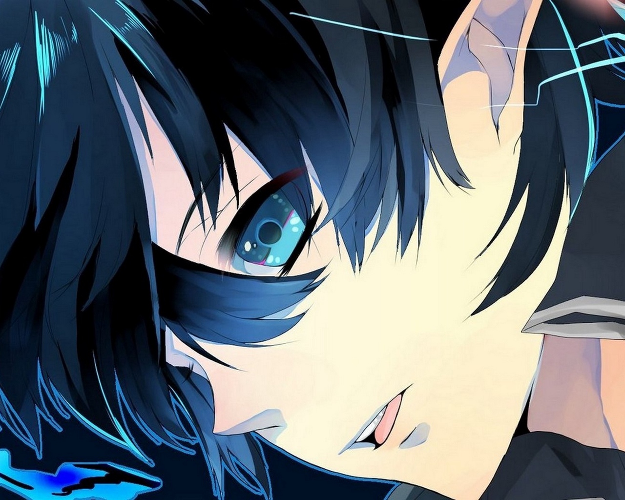 Wallpaper Anime, Blue Exorcist, Ao No Exorcist, Rin - Anime Boy Black Hair Blue Eyes , HD Wallpaper & Backgrounds