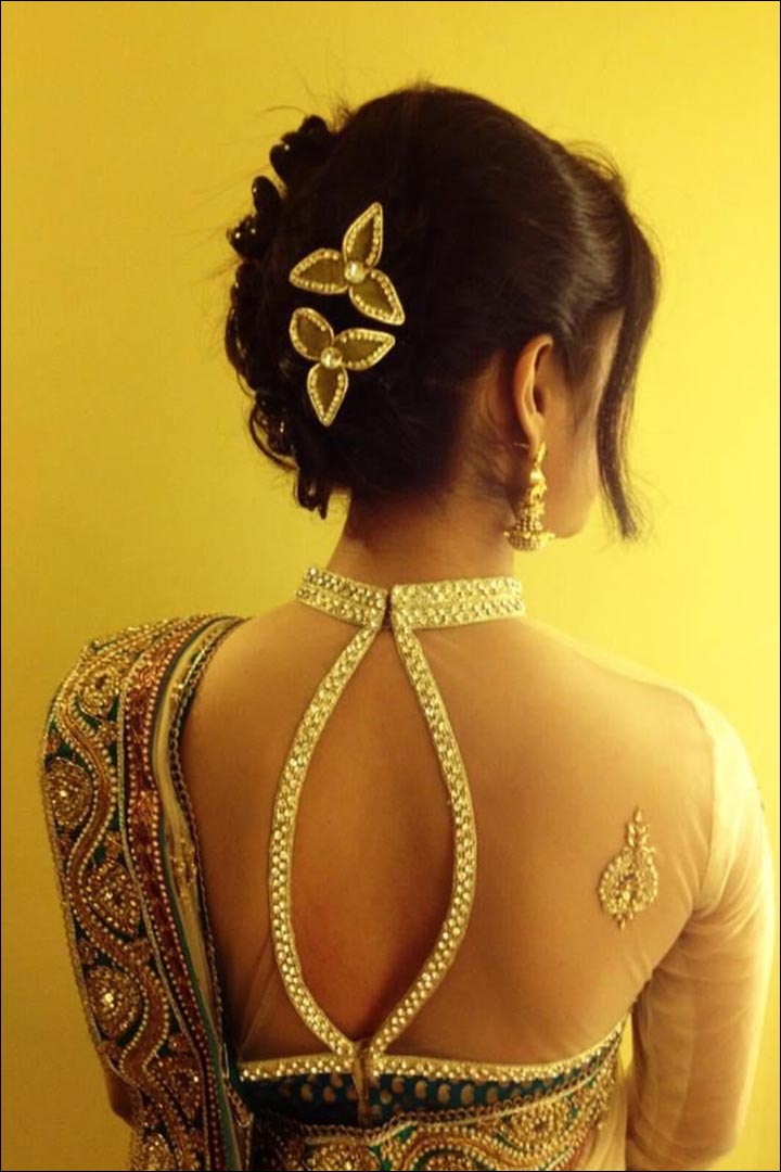 Open Back Choker Collar - Simple Hairstyle For Indian Wedding Party , HD Wallpaper & Backgrounds