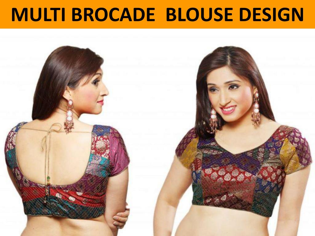 Multi Brocade Blouse Design - Multicolor Brocade Blouse , HD Wallpaper & Backgrounds