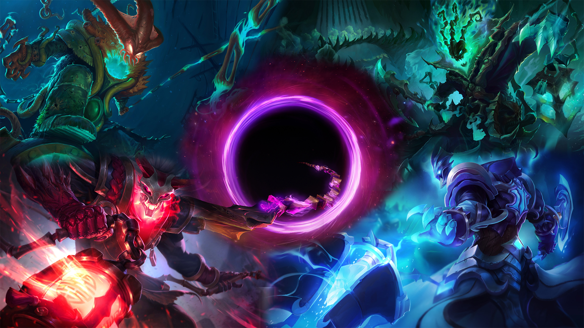 A Little Thresh Collage - Thresh All Skins Background , HD Wallpaper & Backgrounds