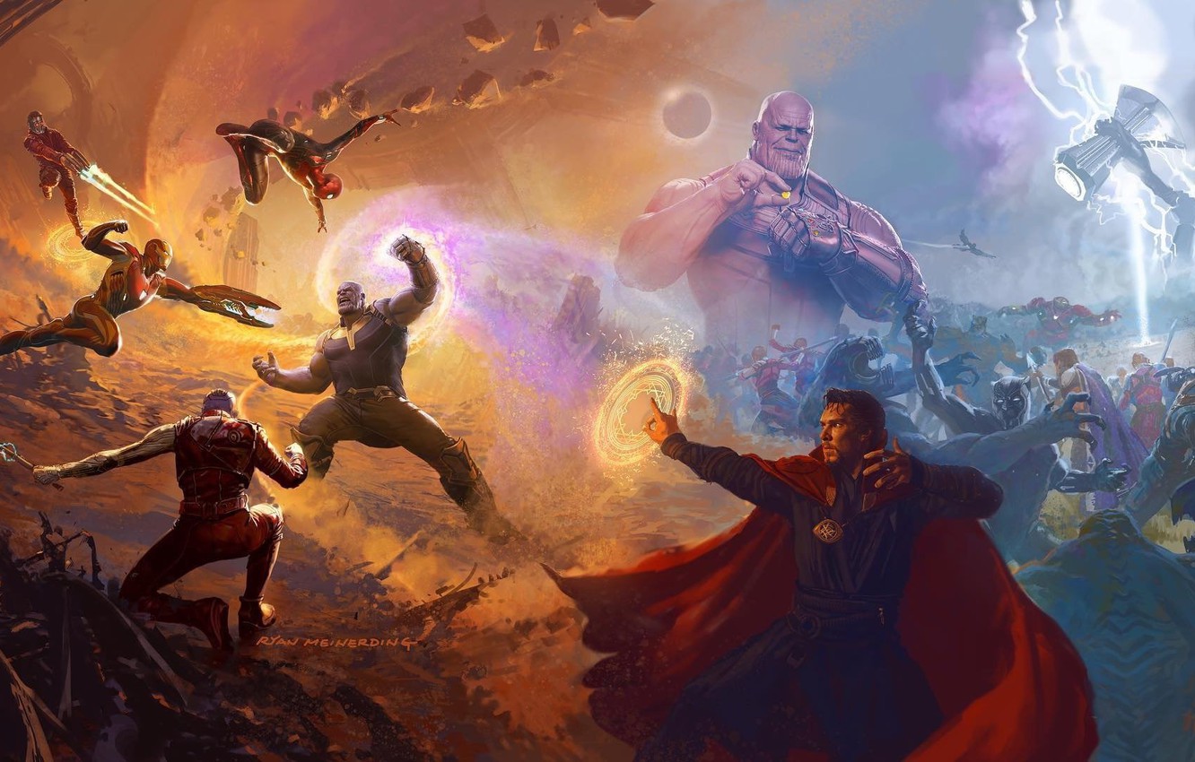 Photo Wallpaper Alien, Lightning, Nebula, Iron Man, - Avengers Infinity War Art , HD Wallpaper & Backgrounds