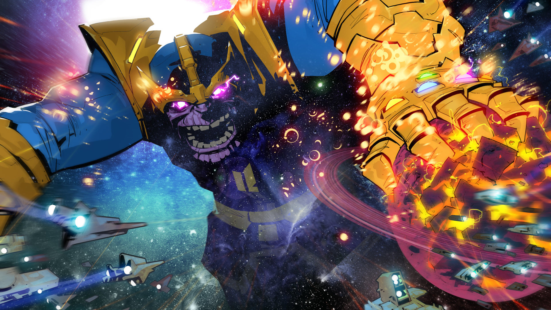 Thanos Comic Book Art Desktop Wallpaper 1920×1080 - Comic Thanos , HD Wallpaper & Backgrounds