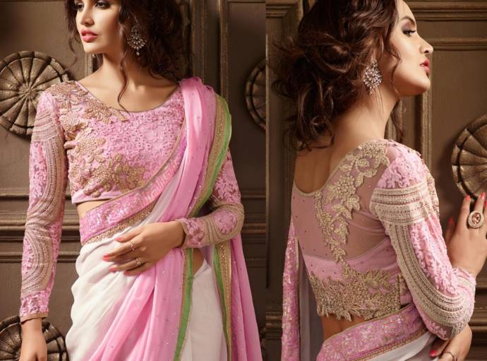 24sheer Net Full Sleeves Blouse - Long Sleeves Blouse Saree , HD Wallpaper & Backgrounds