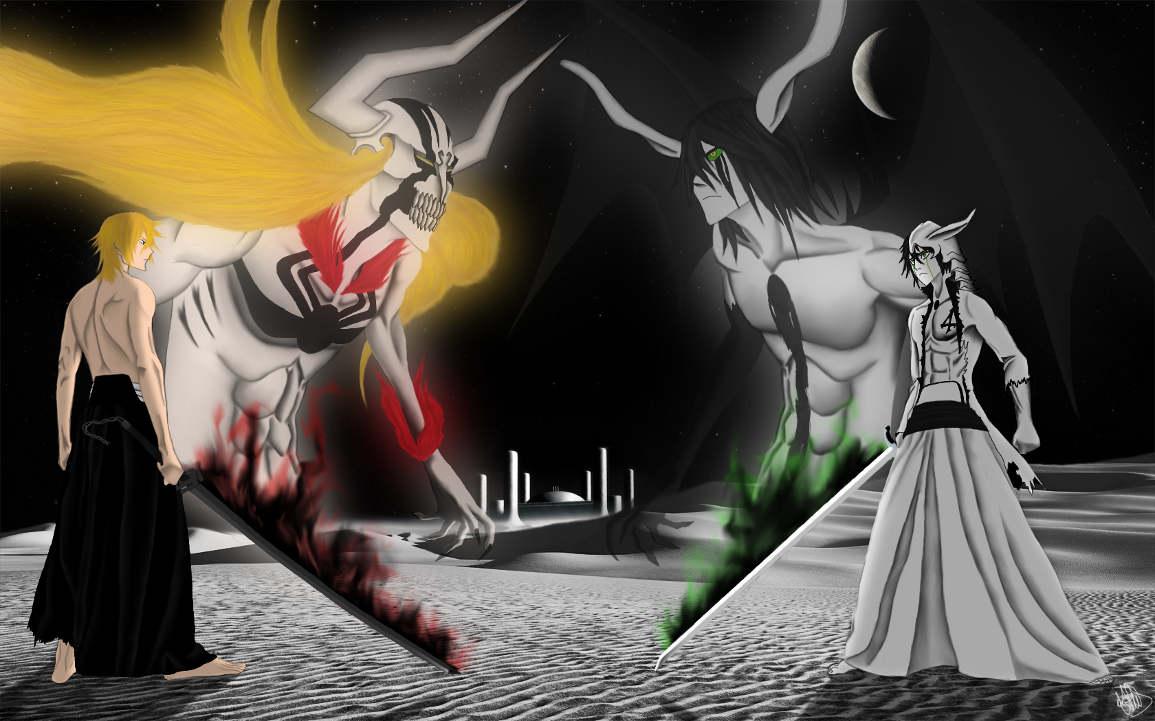 Ichigo Vs Ulquiorra Wallpaper - Ulquiorra Vasto Lorde Form , HD Wallpaper & Backgrounds