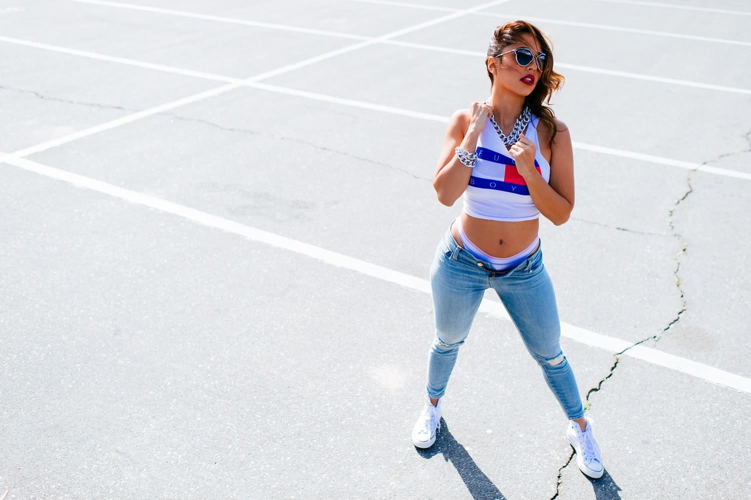 Women's White Tommy Hilfiger Cropped Tank Top, Tianna - Girl , HD Wallpaper & Backgrounds