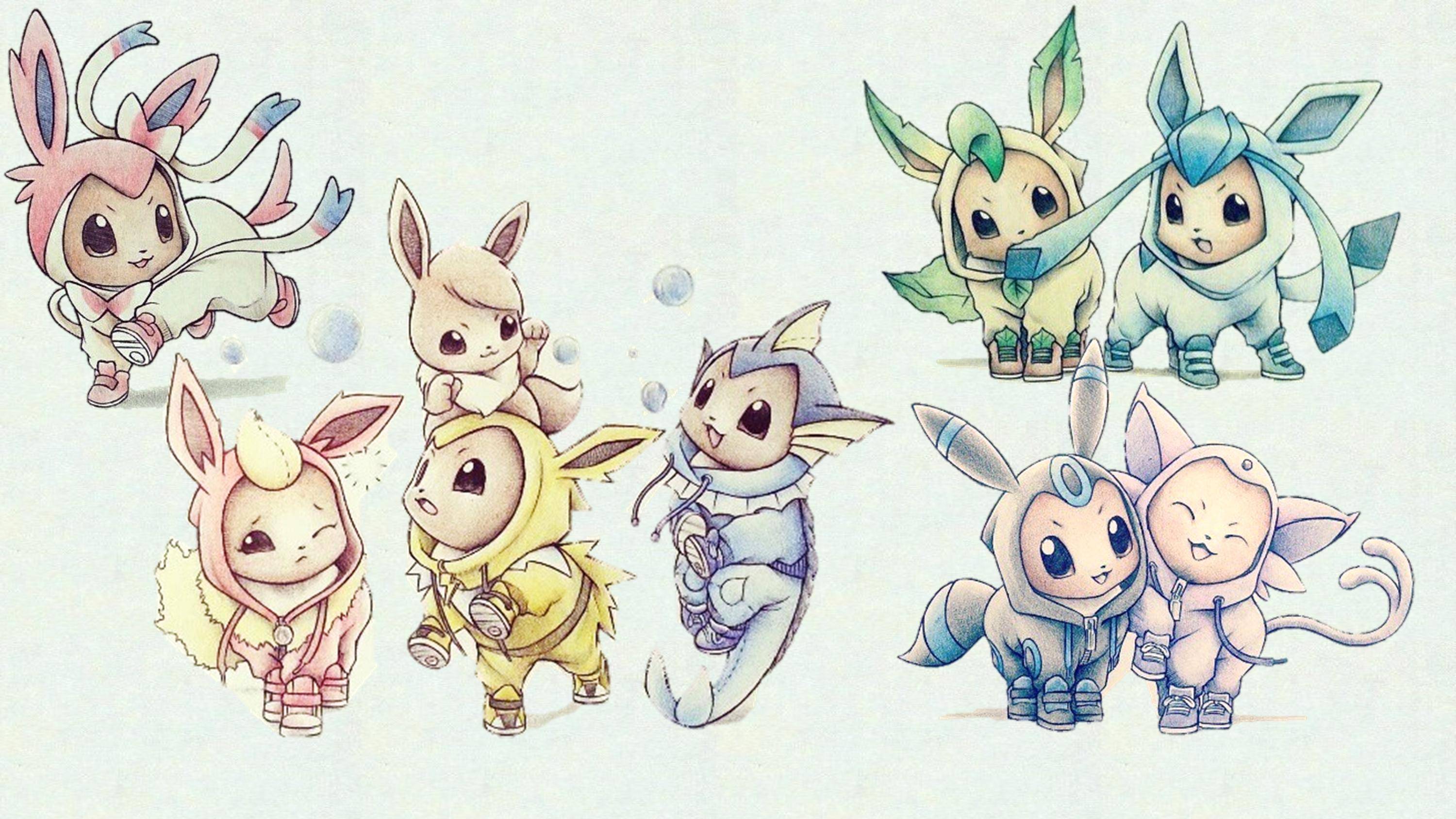 Eeveelution - Http - //i - Imgur - Com/a1apjzz - Eevee Evolution Fan Art , HD Wallpaper & Backgrounds