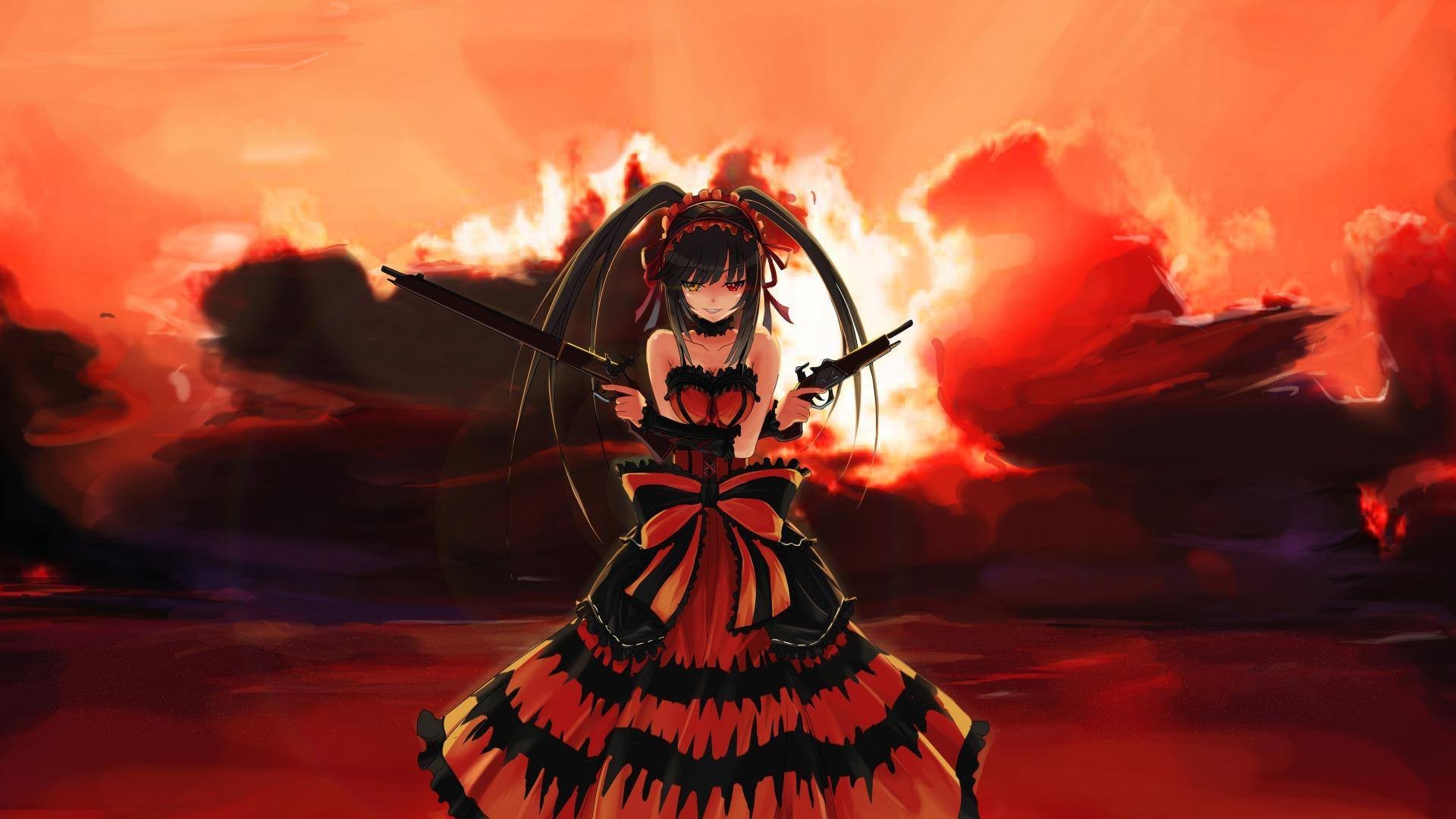 #anime, #tokisaki Kurumi, #date A Live, Wallpaper - Anime Hd Wallpaper Red , HD Wallpaper & Backgrounds