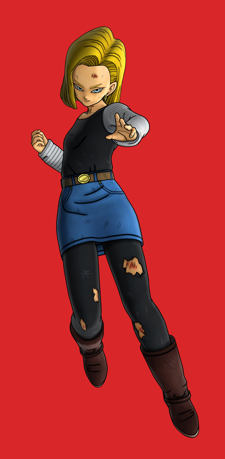 Android18 Ultimate Tenkaichi Red Artwork - Android 18 Db Xenoverse , HD Wallpaper & Backgrounds