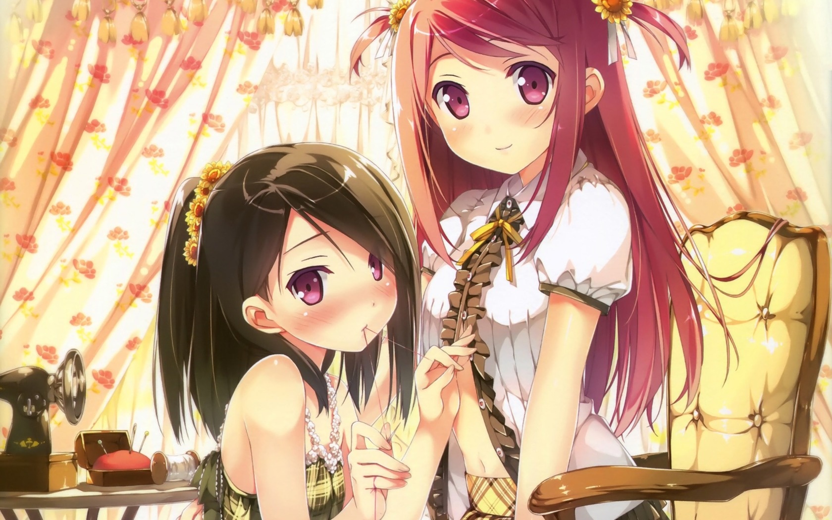 Kurumi Kantoku - Two Anime Girl With Red And Black Hair , HD Wallpaper & Backgrounds
