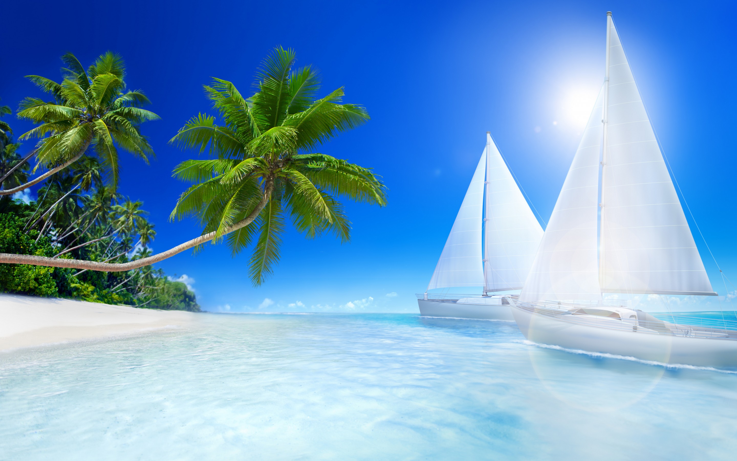 Cp 3d Widescreen High Resolution Beach High Quality - Sailboats On The Ocean , HD Wallpaper & Backgrounds