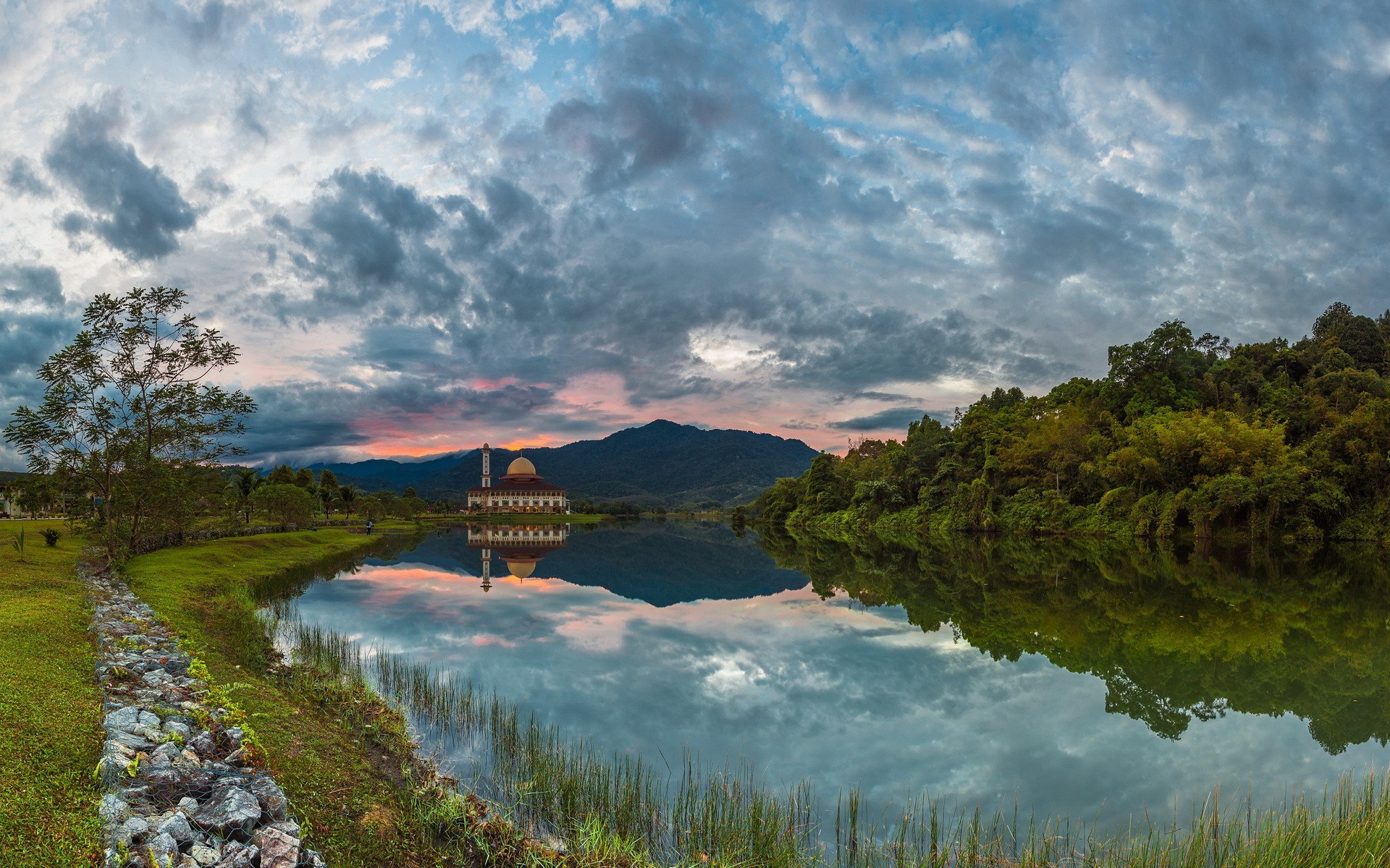 Nature Landscape Water Clouds Malaysia River Trees - Malaysia Nature Wallpaper Hd , HD Wallpaper & Backgrounds