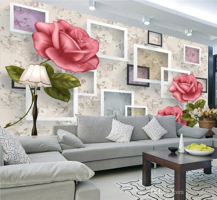 3d Embossed Rose Flower Photo Wallpapers Hd Mural For - Living Room 3d Painting Wall , HD Wallpaper & Backgrounds