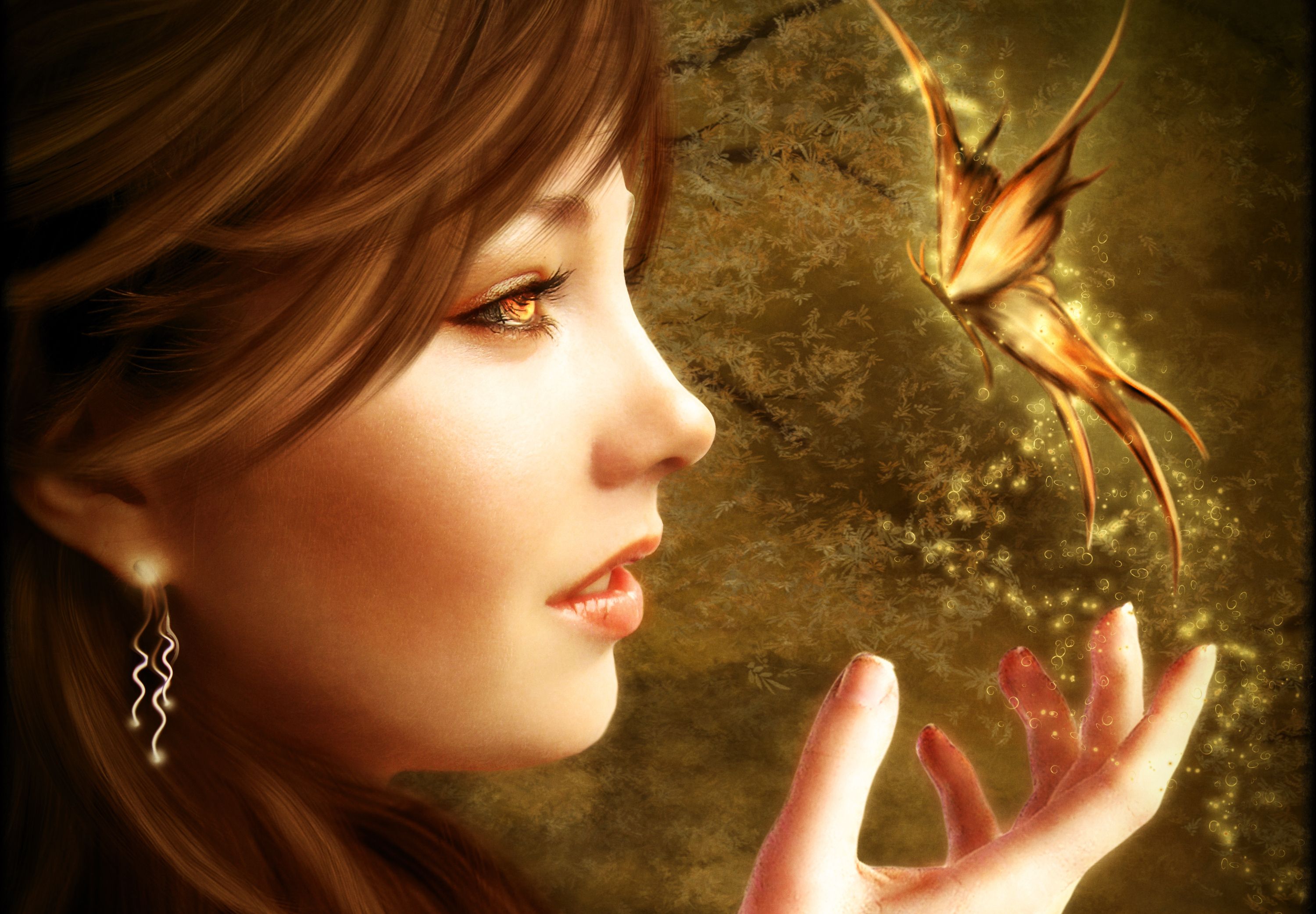 Magic, Butterflies, Face, Fantasy, Girls, Butterfly, - Merethe Soltvedt , HD Wallpaper & Backgrounds