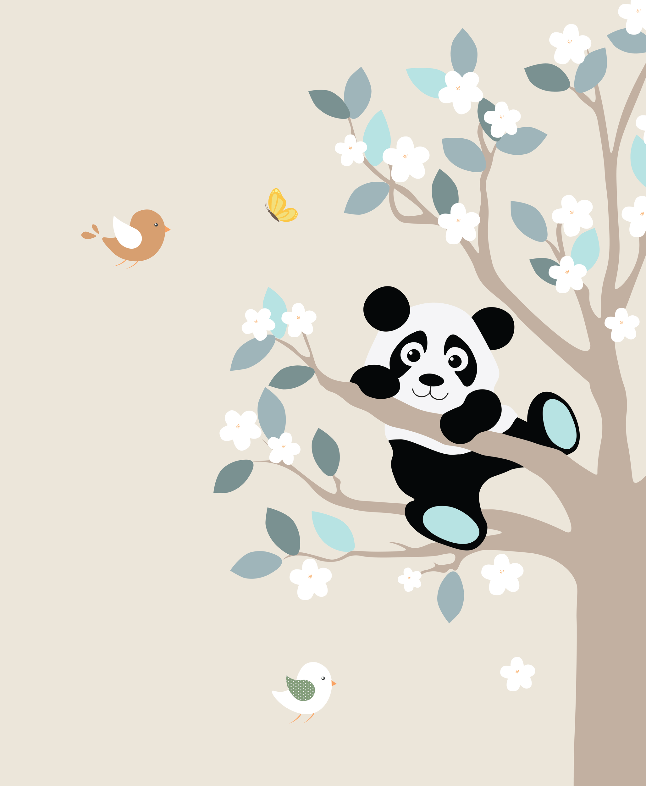 Panda Three Azzurro - Decorazioni Cameretta Albero Pada , HD Wallpaper & Backgrounds