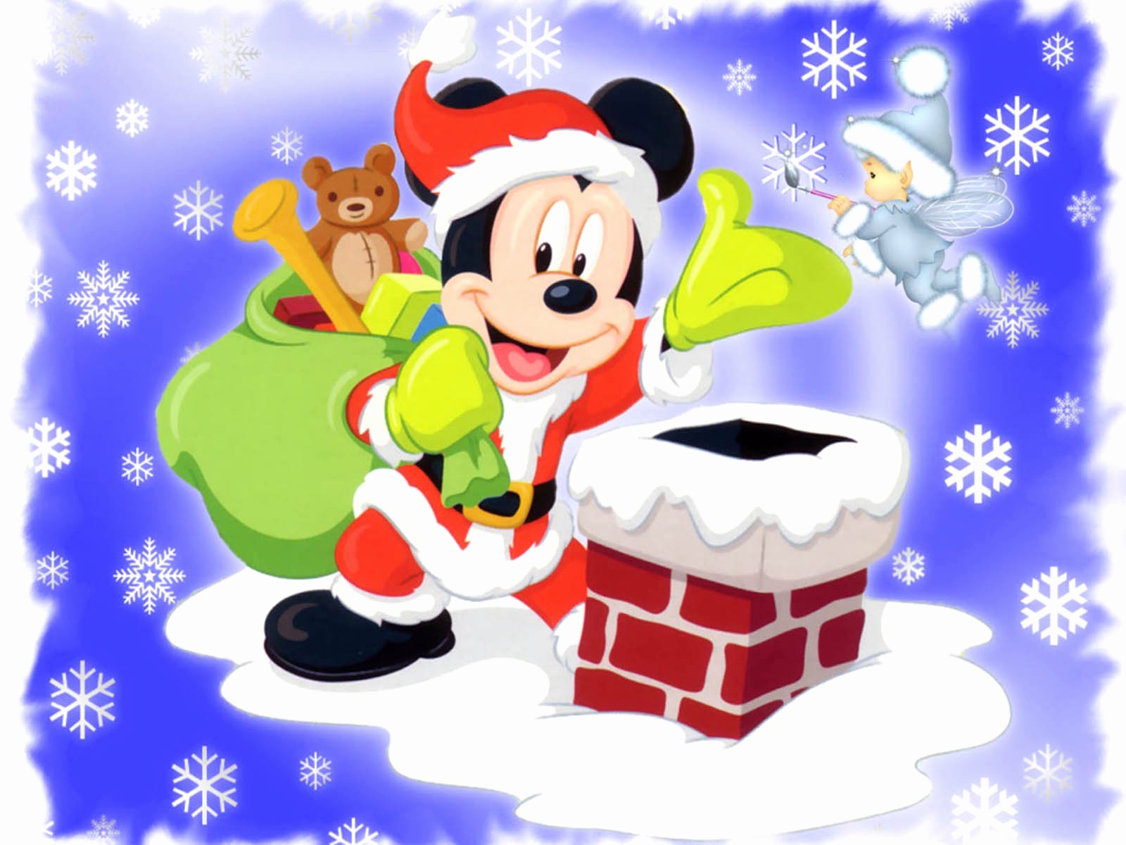 Mickey Mouse Cartoons Disney Wallpaer Mickey Mouse - Mickey Mouse Pere Noel , HD Wallpaper & Backgrounds