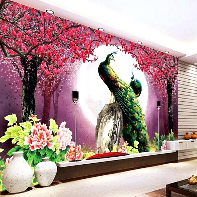 Home Decorating Wall Paper Custom Photo Wallpaper Peacock - 3d Wallpaper For Living Room Modern , HD Wallpaper & Backgrounds
