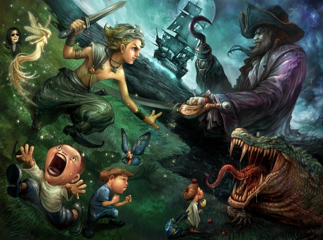 Best Peter Pan Wallpaper Id - Dark Peter Pan Art , HD Wallpaper & Backgrounds